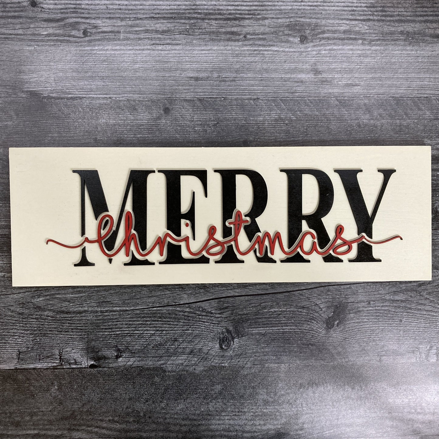 3D Merry Christmas Sign (rectangle)