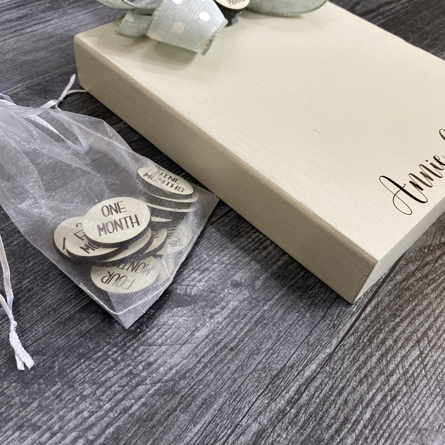 Engraved Photo Block with monthly milestones