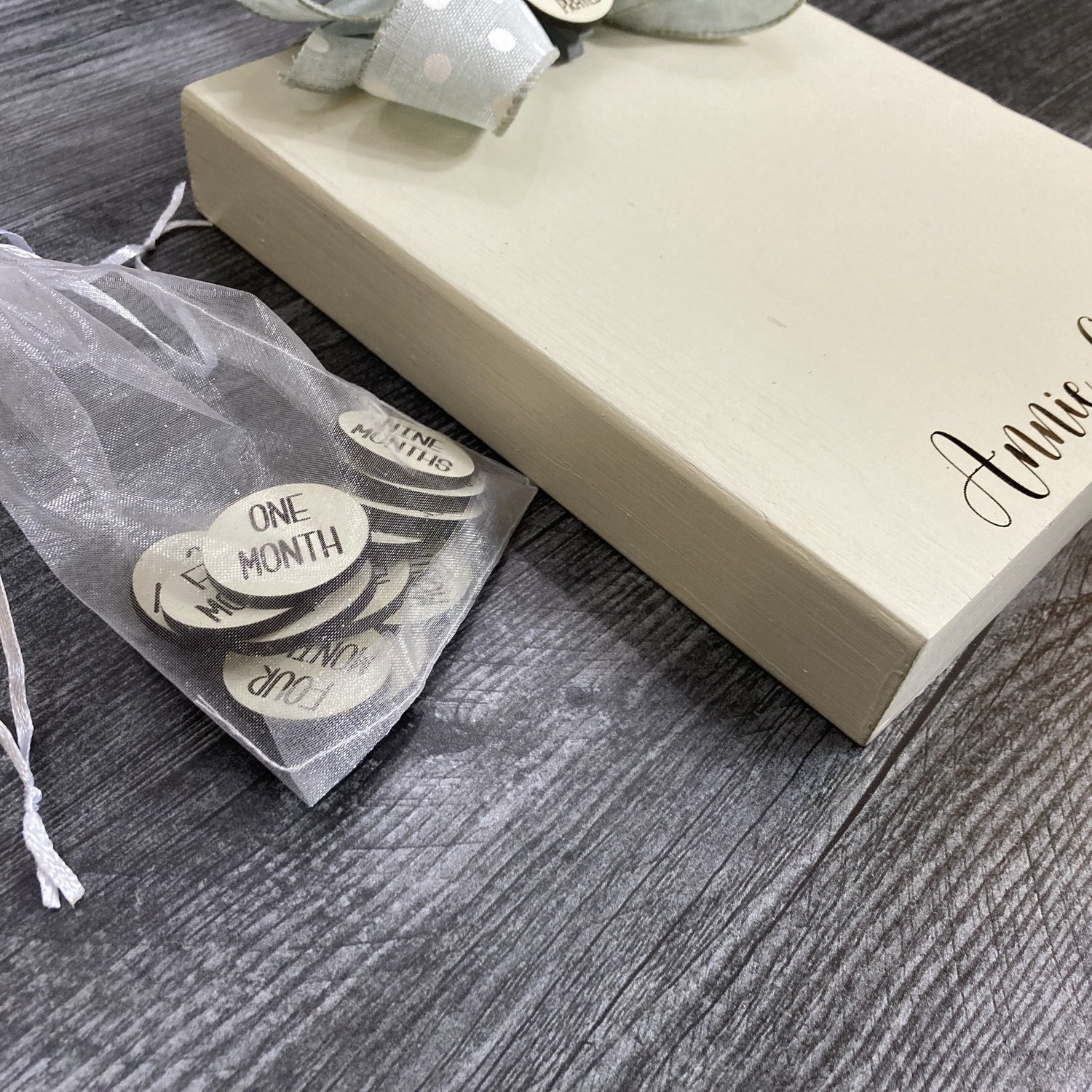 Engraved Photo Block with monthly milestones