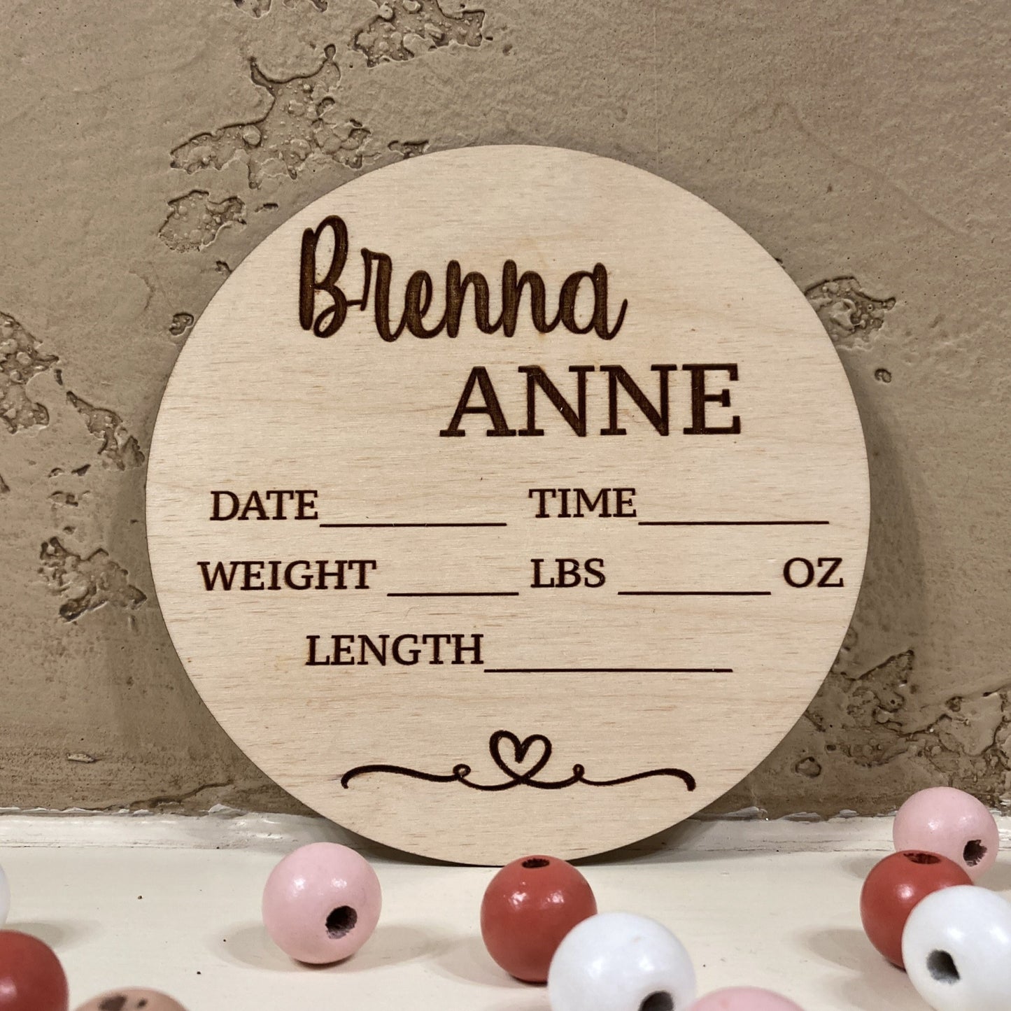 Engraved Birth Announcement Sign (Round)