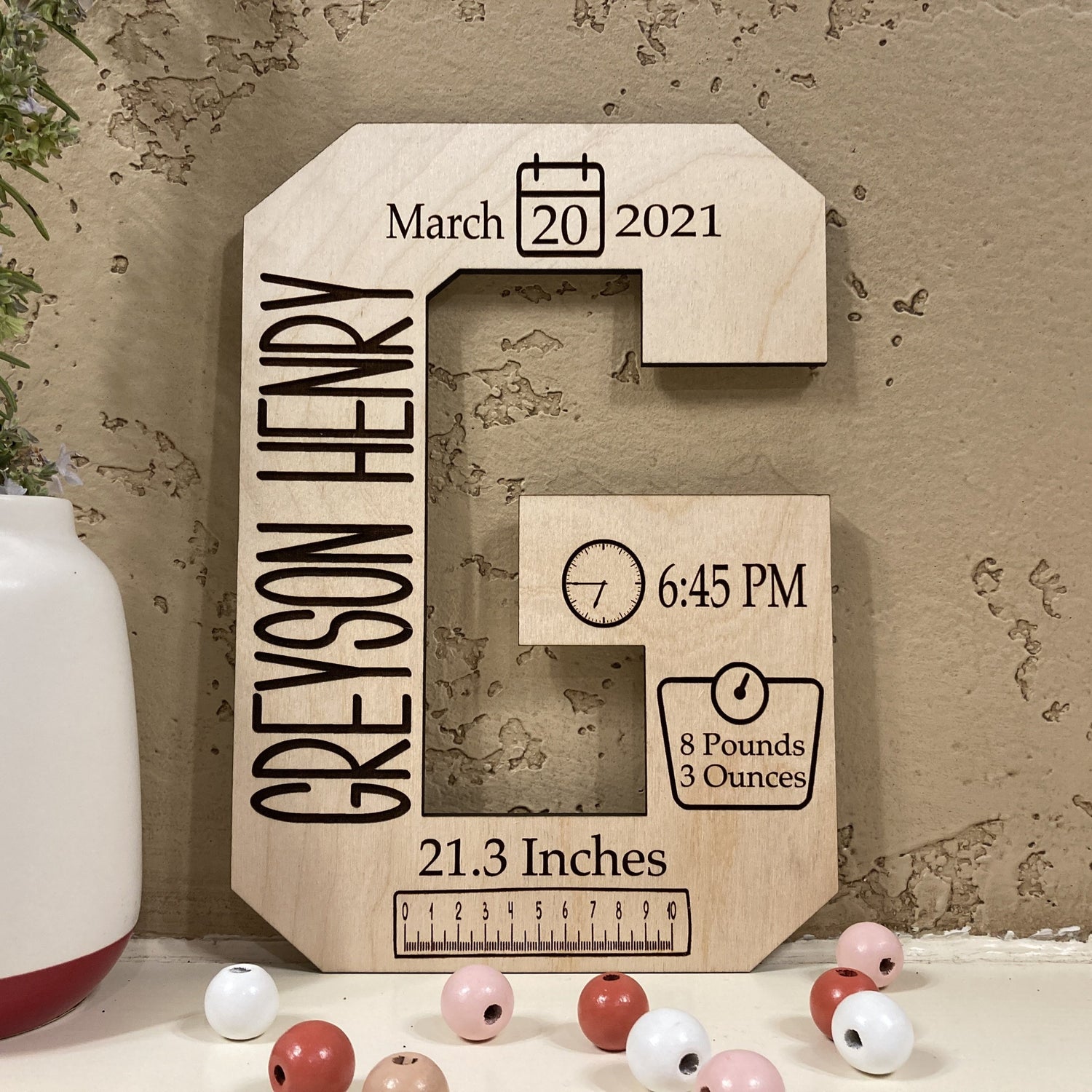 Engraved Birth Stats Sign (boy)
