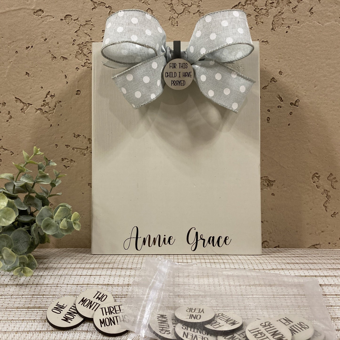Engraved Photo Block with monthly milestones