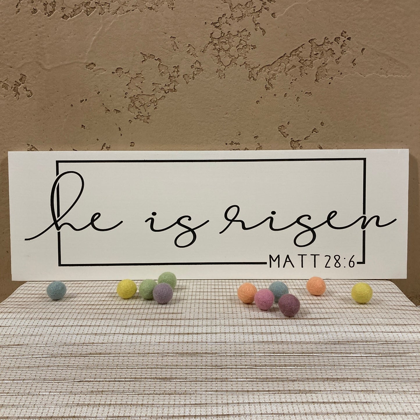 Engraved He is Risen Sign (rectangle)