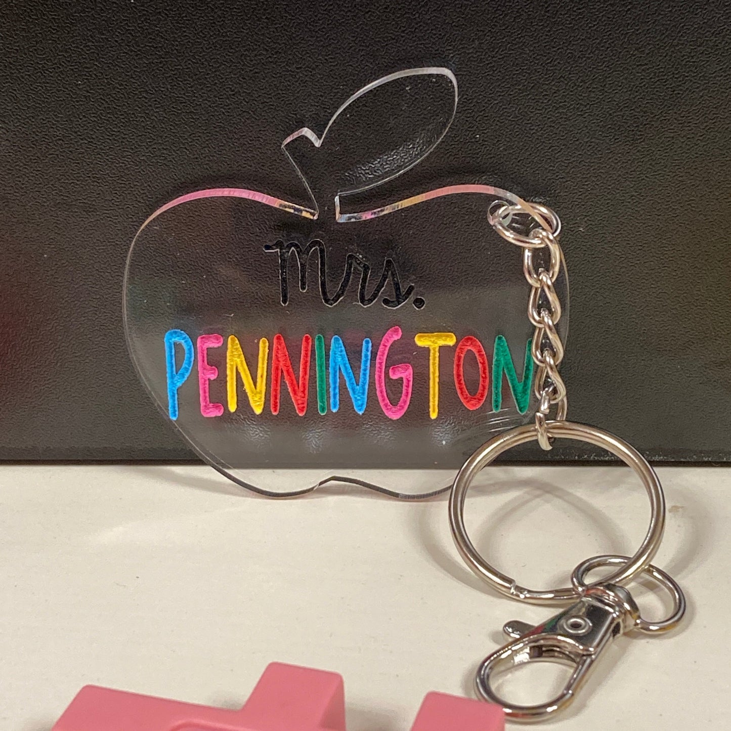 Personalized Teacher Key Chain (apple)
