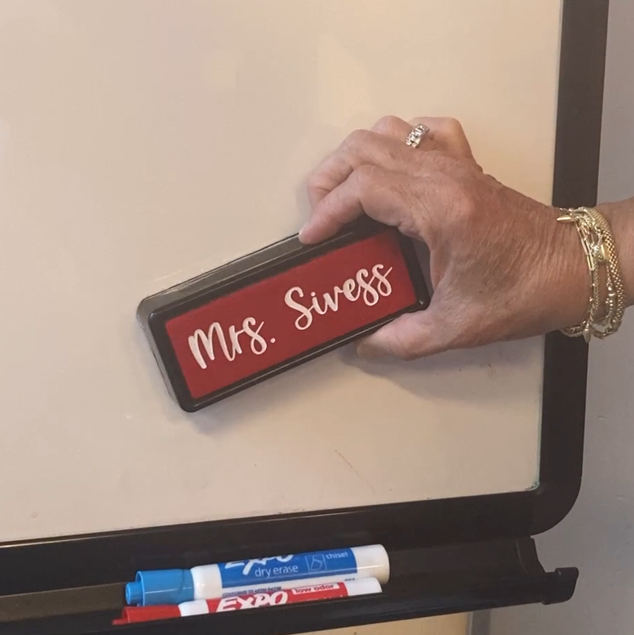 Personalized magnetic white board eraser
