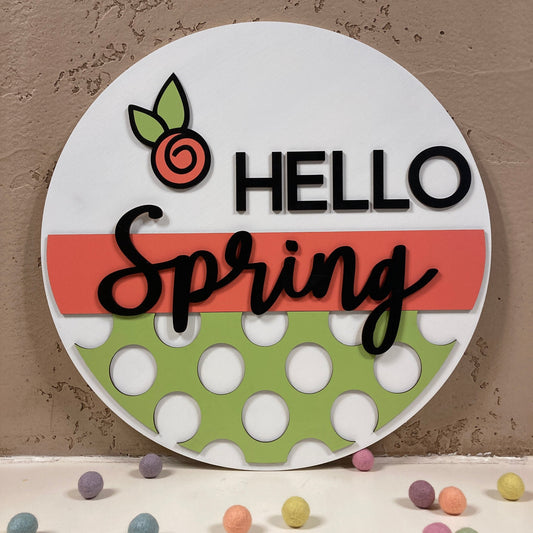 3D Hello Spring Sign (round)