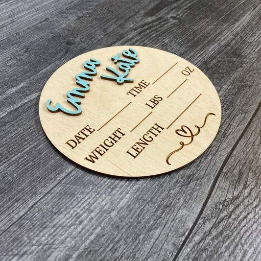 3D Birth Announcement Sign (Round)