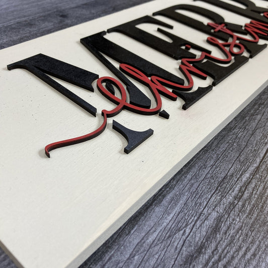 3D Merry Christmas Sign (rectangle)