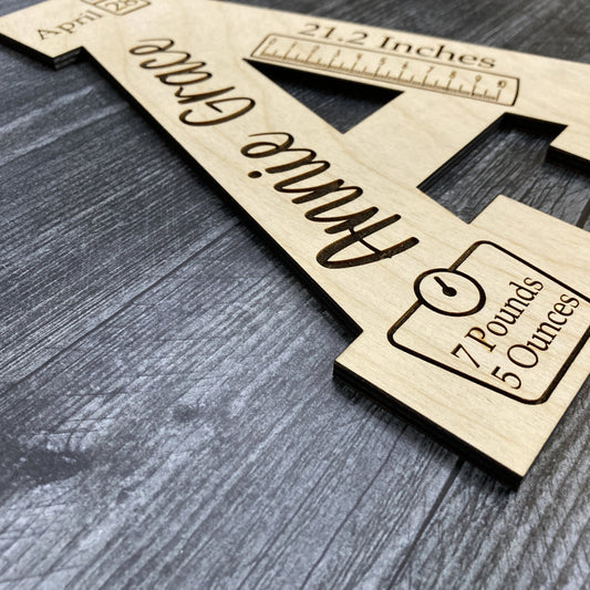 Engraved Baby Initial Sign (girl)