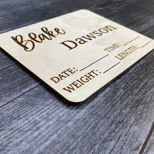 Engraved Birth Announcement Sign (Rectangle)
