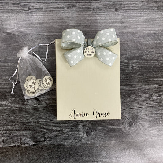 Engraved Photo Block with monthly milestones