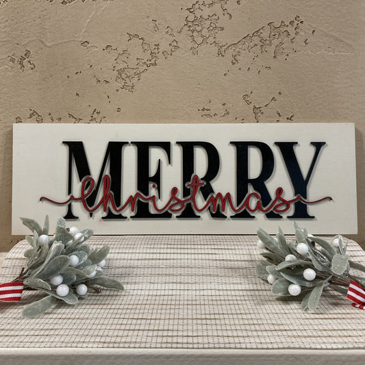3D Merry Christmas Sign (rectangle)