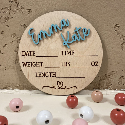 3D Birth Announcement Sign (Round)