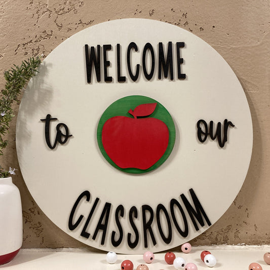 3D Welcome to our Classroom Sign with monthly disc
