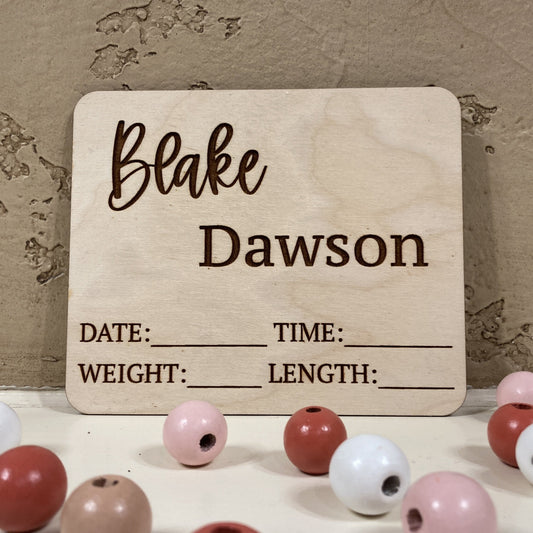 Engraved Birth Announcement Sign (Rectangle)