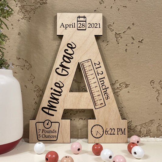 Engraved Birth Stats Sign (girl)