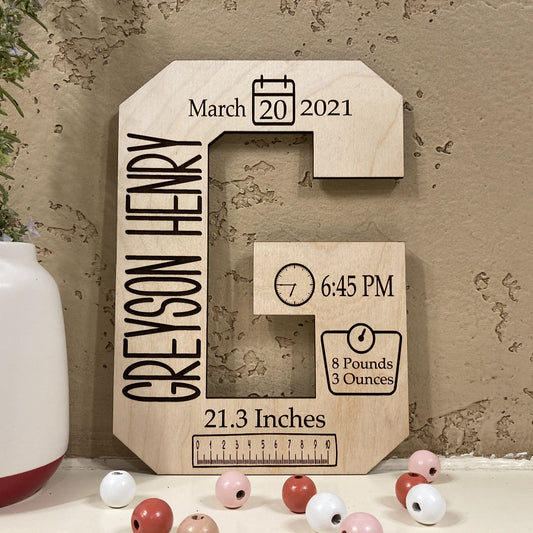 Engraved Birth Stats Sign (boy)