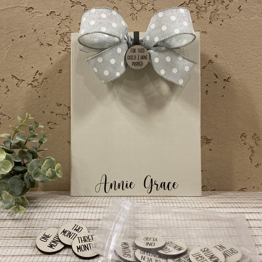 Engraved Photo Block with monthly milestones