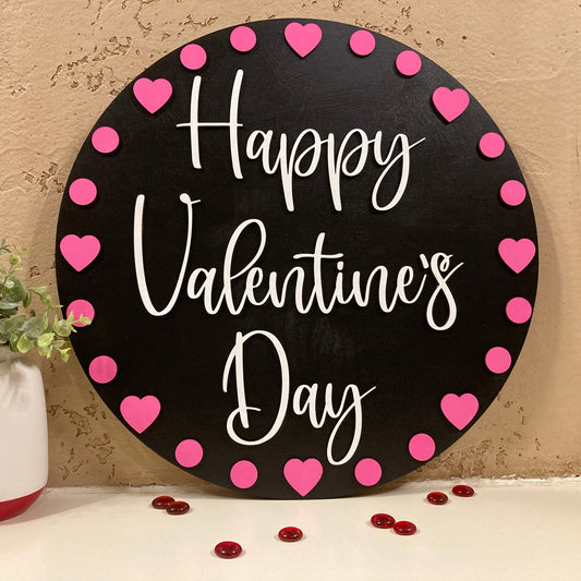 3D Happy Valentine's Sign (round)