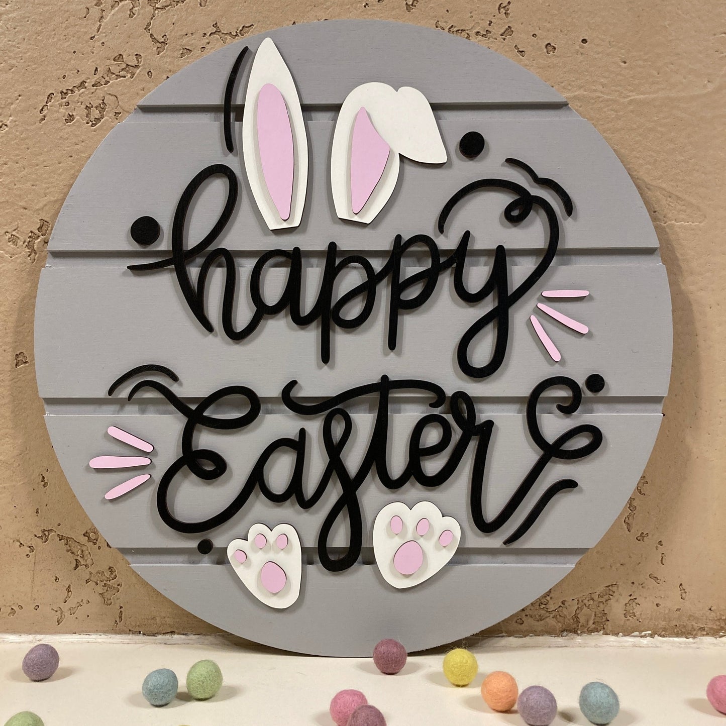 3D Easter Bunny Sign (round)