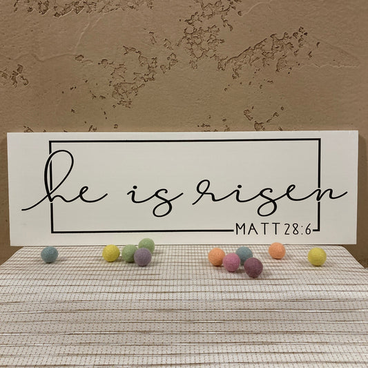 Engraved He is Risen Sign (rectangle)