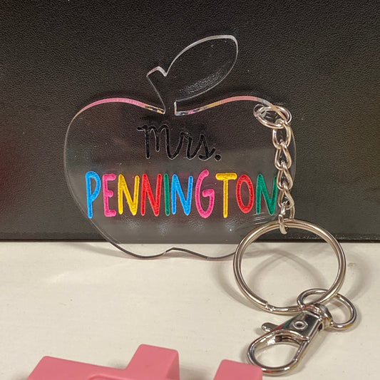 Personalized Teacher Key Chain (apple)