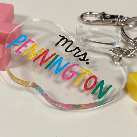Personalized Teacher Key Chain (apple)