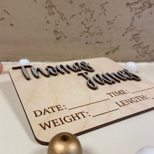 3D Birth Announcement Sign (Rectangle)